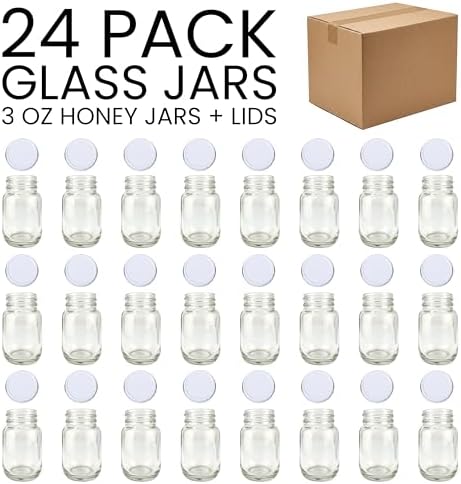 RetroPak Mini Mason Jars with Lids, 24 Pack, 3 oz Glass Honey Jars, White - Image 3