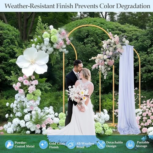 DEVISEFUN 7.2FT, 6.6FT, 6FT Arch Backdrop Stand with Base Set of 3 - Image 4