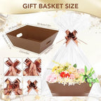 AFOROEOA 20PACK Baskets for Gifts Empty, 12x10x4” Thick Brown Gift Basket with Handles, 20 Bows & 20 Bags - Empty Gift Baskets for Christmas, Thanksgiving, Wedding, Birthday Party, Wrapping Gifts - Image 2