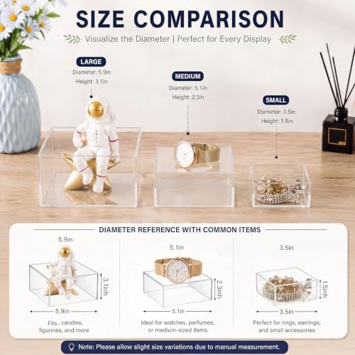 Jerify 6 Pcs Acrylic Riser Display Stands 5.91" 5.12" 3.54", Clear Square - Image 2