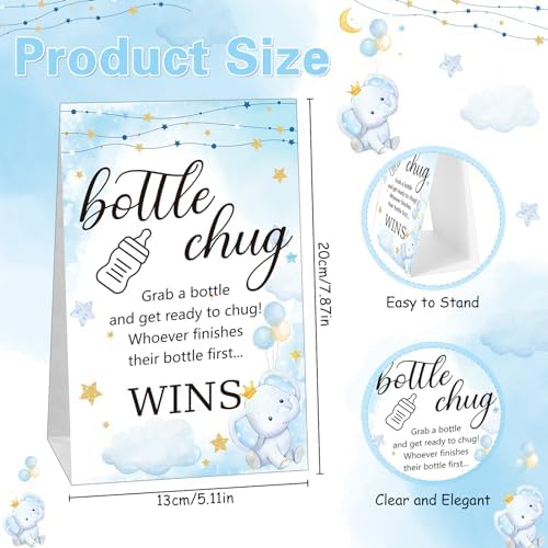 Trelaco 12 Pcs Baby Shower Bottle Chug Game, Elephant, Blue - Image 2