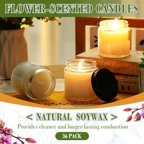 MTLEE 36 Pcs Bulk Candle Mini Mason Jar Candle, Vanilla, Lilac, Jasmine - Image 5