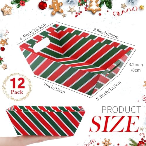 Thenshop 44 Pcs Empty Gift Basket Bulk,Basket Gifts, Red, Green, Stripe - Image 2