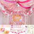 TaoBary Pink Party Decorations, 6 Roll Crepe Streamers 600 Paper Strips Chain Garland 4 Star Hanging 2 Felt Pennant Flag 2 Paper Fans Garland 6 Four Leaf Clover Streamers for Birthday Party by TaoBary