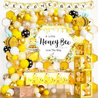 Party Inspo Bee Baby Shower Decorations, Bumble Bee Baby Shower Decor, A Little Honey is On The Way Backdrop Balloon Banner Tablecloth Cake Cupcake Topper Box Sash Cutouts by Unknown