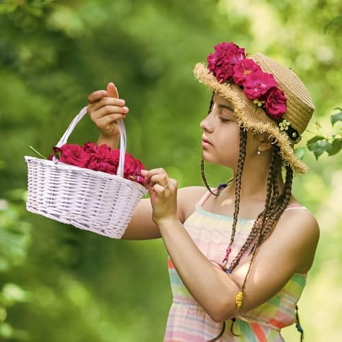 Barydat 6 Pcs Small Wicker Basket with Handle, Multicolor, 12'' X 9'' X 5'' - Image 6
