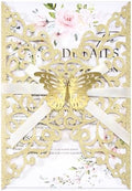 50PCS Gold Wedding Invitations with Envelopes and RSVP Cards by HomeKitchen