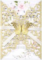 50PCS Gold Wedding Invitations with Envelopes and RSVP Cards by HomeKitchen