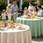 12 Pack Woodland Round Plastic Tablecloth, 84" Disposable Table Cover - Image 2