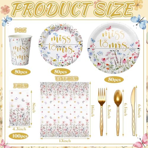400 Pcs Miss to Mrs Bridal Shower Plates Napkins Weddng - Image 2