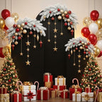 Set of 3 Wedding Arch Backdrop Stand,4+5+6 FT，Small Metal Arch Frame with 3 Black Backdrop Covers,Easy Setup for Birthday Baby Shower Anniversary Dessert Table Decoration - Image 4
