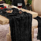 12 Pack Black Cheesecloth Table Runner Boho Gauze Black Decor by Playieer