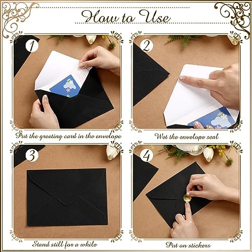 100 Set 5 x 7 Laser Cut Wedding Invitations, Black - Image 4