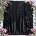10×14ft Wrinkle Free Black Backdrop Curtain for Parties Wedding,2 Panels 5×14ft Height Soft Silky Polyester Photo Backdrop Drapes for Birthday Graduation Photography Stage Event Background Cloth by ENJOYYOURPARTY