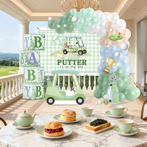 Golf Baby Shower Decorations - A Little Putter Is On The Way Backdrop with Golf Party Balloon Garland and BABY Boxes, All-in-One Party Set for Birthday Gender Reveal - Image 7