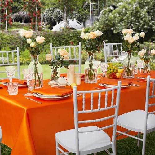 6 Pack Square Satin Table Cover, 52 x 52 Inches, Orange - Image 4