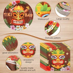 Funnymoom 452 Pcs Hawaiian Tiki Party Decorations Include Tiki Paper Plates Napkins Cups Tablecloth Cutlery Straws Hawaii Luau Party Supplies for Tropical Birthday Party Decorations - Image 2