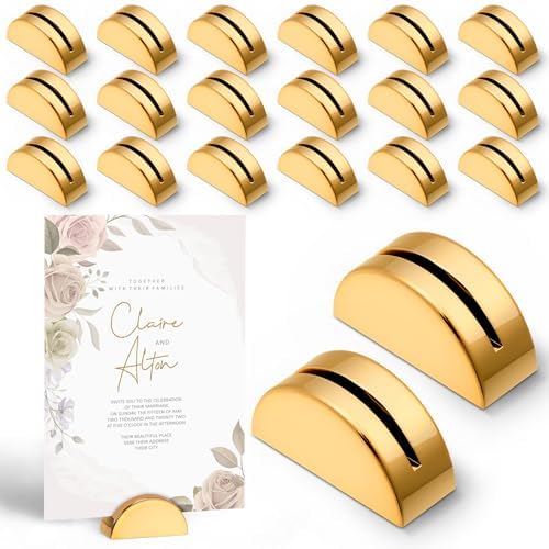 Vicenpal 20 Pcs Table Number Holders Acrylic Stands,Semicircular,Gold by Vicenpal