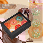 KPOSIYA 65 PCS 8x6x2.5 Inch Cookie Boxes with Window Black Bakery Boxes Pastry Boxes for Gift Giving, Treat, Dessert, Cupcakes, Chocolate, Strawberries, Donuts, Muffins (5 Style Windows) - Image 3