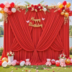 Red Backdrop Curtain for Parties Wedding Wrinkle Free Red Photo Curtains Backdrop Drapes Fabric Decoration for Birthday Party Baby Shower Christmas 5ft x 8ft,2 Panels - Image 2