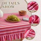 Tudomro Striped Tablecloth, Rectangle, Red, Pink, 60'' X 120'' - Image 3