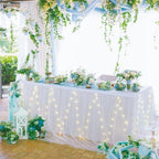 PARTISKY White Tulle Tutu Table Skirt for Rectangle Tables or Round Table,Led Light String Table Cloth for Wedding Baby Shower Birthday Party Dessert/Cake Tables - Image 4