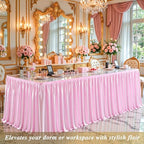 21ft Baby Pink Satin Table Skirt for Rectangle Table Teacher Desk Skirt - Image 7