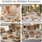 Set of 3 Metal Birdcage Cake Stand Set with Crystal Accents, Elegant Cupcake Holder Display for Wedding, Birthday, Baby Shower, Party Dessert Table Decorations (Silver, Set of 3) - Image 5