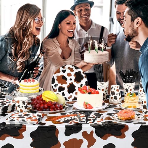 Potchen 452 Pcs Cow Plates Napkins Party Supply, Brown - Image 4