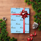 MyPupSocks Personalized Text Wrapping Paper, Name Sky Blue Custom Gift Wrapping Paper with Logo Name for Teens Women Men Mom Dad Birthday Wedding Anniversary 58x23 3 Rolls - Image 4