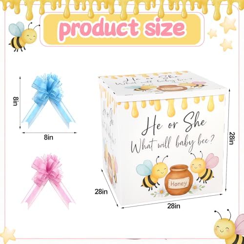 AmazingSpark 28in Giant Gender Reveal Gift Box Kit, What Will Baby Bee - Image 2