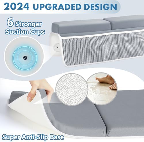 beiens Bath Kneeler and Elbow Rest Pad Set - 1.5'' Comfortable Thick Baby Bath Kneeler Pads, Quick Dry Soft Kneeling Pad for Baby Bath Time, Non-Slip Knee& Arm Support Bathtub Mat with Toys Organizer - Image 2