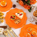 COLOSUS 60PCS Orange Plastic Plates for Party, Heavy Duty Plates Plates. - Image 4