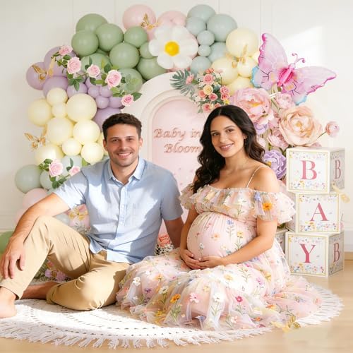 Hombae Baby in Bloom Baby Shower Decorations, 155PCs Spring Wildflower Party Supplies Wild Flower Decor for Girl with Floral Balloons Boxes, Banner, Backdrop, Tablecloth, Cake Cupcake Topper - Image 6