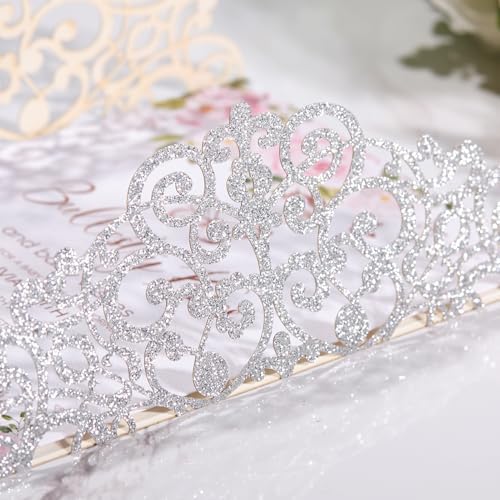 50Pcs Sliver Glitter Wedding Invitations with Envelopes and Rsvp Cards - Image 6