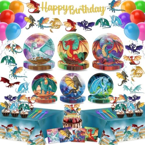 178Pcs Dragon Birthday Party Supplies Set Fantasy Dragon Knight Decoration by WelcometoMinFyberd
