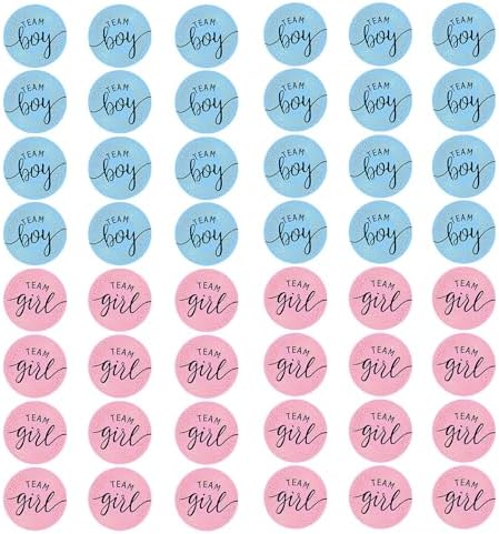 48 Pcs Gender Reveal Stickers - Team Boy or Girl Stickers by NAYAGOGO