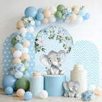 Baby Boy Elephant Arched Backdrop Cover for Birthday Party Baby Shower Decoration Double-Sided Arched Frame Stand Fabric Covers Dessert Table Decor - Image 6