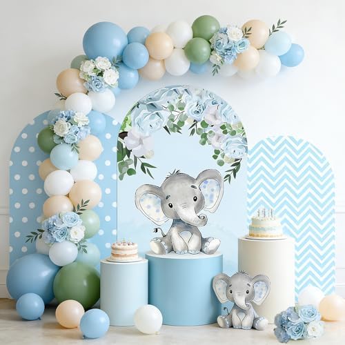 Arch Backdrop Cover Blue White Dots Pattern Arched Stand Covers Double-Sided Stretchy Photography Background for Birthday Baby Shower Parties Decor Banner - Image 5
