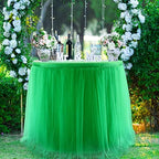14ft Green Table Skirt Tulle Tutu Table Clothes for Birthday Boy Girl Baby Shower Gender Neutral Graduation, Hawaiian Jungle Luau Themed Party, Animal Safari Theme Party Decorations - Image 3