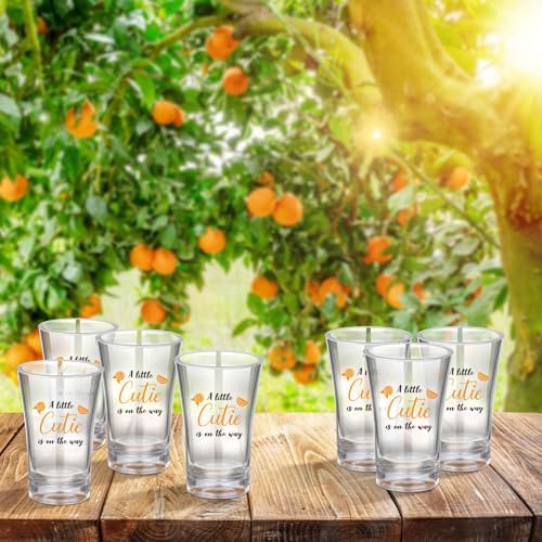 Funnymoom 50 Sets Little Cutie Baby Shower Party Favors Little Cutie is On Her Way Acrylic Clear Shot Glasses with Thank You Cards and Gift Bags Orange Theme Birthday Tangerine Party Supplies - Image 5