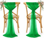 MDS Pack of 75 Chiffon Chair Sashes for Wedding & Event Décor - Green by MDS