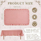 Tudomro Striped Tablecloth, Rectangle, Cedar Rose, Cream, 60'' X 120'' - Image 2