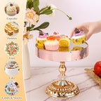 12 Pieces Gold Cake Stand Set, Vintage Cake Display Stand with Crystal Edge and Cupcake Display Tray, Dessert Table Display Set for Wedding Party Baby Shower Anniversary Celebration - Image 4