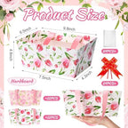 Funnymoom 24 Pcs Mother's Day Basket for Gifts Empty Vintage Floral Tulip Gift Basket Empty to Fill with Handle, Transparent Bag and Bow for Best Mom Gift Flower Tea Party Supplies, 9.8 x 6.5 x 4.3'' - Image 3