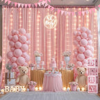 20ft x 10ft Dusty Rose Chiffon Backdrop Curtain with Lights String for Parties,4 Panels Sheer Tulle Curtain Wedding Backdrop for Baby Shower Birthday Party Ceremony Reception Home Decorations - Image 5