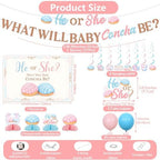 Concha Theme Gender Reveal Party Decorations What Will Baby Concha Be Backdrop Banner Mexican Sweet Bread Concha Honeycomb Centerpieces Cake Topper Hanging Swirls for Baby Shower Party Supplies - Image 2