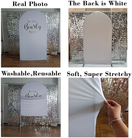 White Arch Stretchy Fabric Covers for Baby Shower We Can Bearly Wait Theme Arched Stand Cover Birthday Party Decoration Favors Props (2.2x5FT) - Image 6
