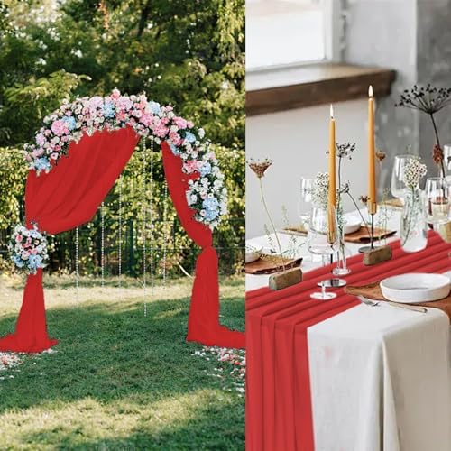 12 Pack Red Table Runner 10ft Romantic Chiffon Table Runner for Wedding Baby Shower and Birthday Party Cake Table Decorations(120 x 12 in) - Image 5