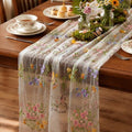 Ivory White Floral Table Runner 10ft Embroidery Tulle Spring Wildflower Gauze Table Runner Seasonal Summer Butterfly Kitchen Dining Decoration for Wedding Baby Shower Birthday Party (10 Pcs) by Windkream